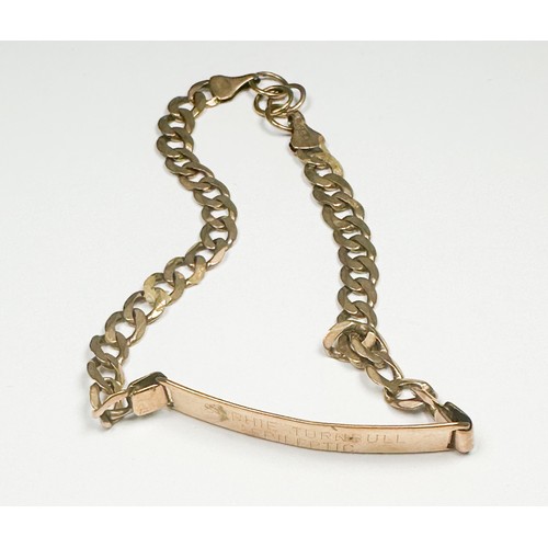 301 - A 9ct gold curb link  I.D. bracelet, weight 8.3 grams.