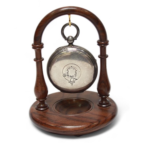 224 - A Victorian silver cased open-face pocket watch by Joshua Horton & Son, the white enamel dial with R... 