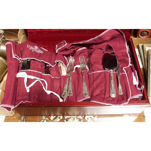 158 - A 72-piece, six place canteen of silver Kings pattern cutlery, set predominantly by Harrods, with a ... 