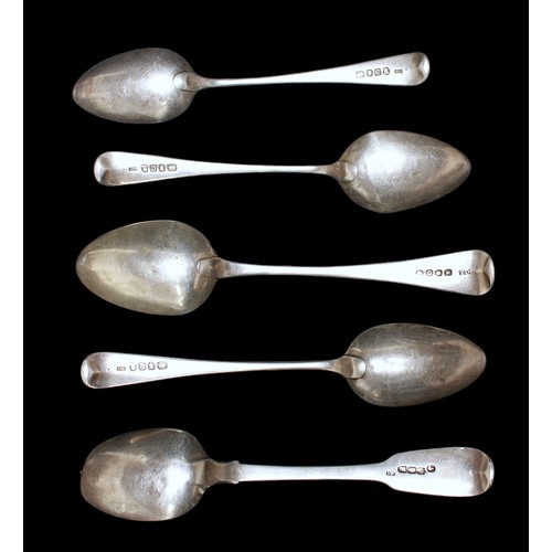 165 - Four George III silver spoons, of traditional design, comprising three by Henry Nutting or Hannah No... 