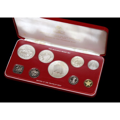 367 - Three 1970s cased Franklin Mint coinage proof sets, comprising Commonwealth of The Bahamas, 1975, Ja... 