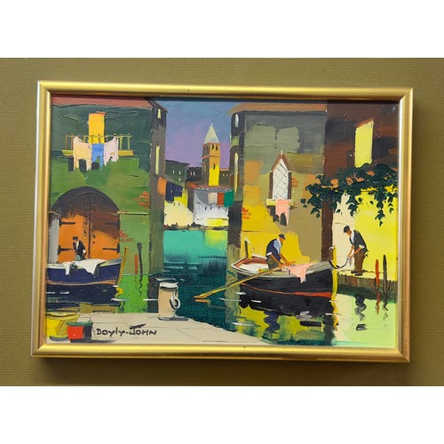 694 - Cecil Rochford Doyly-John (1906-1993), 'Venice, near the San Giorgio Bridge,' with gondolas and gond... 