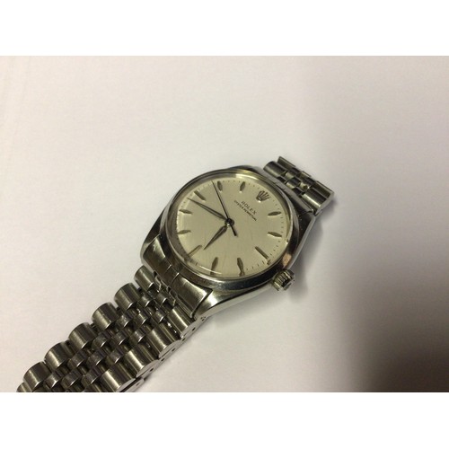 221 - A gents stainless steel Rolex Oyster Perpetual Air-King, model no. 5500/0, C.1957, the silvered dial... 