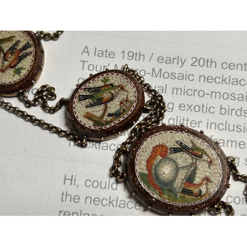 263 - A late 19th / early 20th century Italian 'Grand Tour' Micro-Mosaic necklace of ten graduated oval mi... 