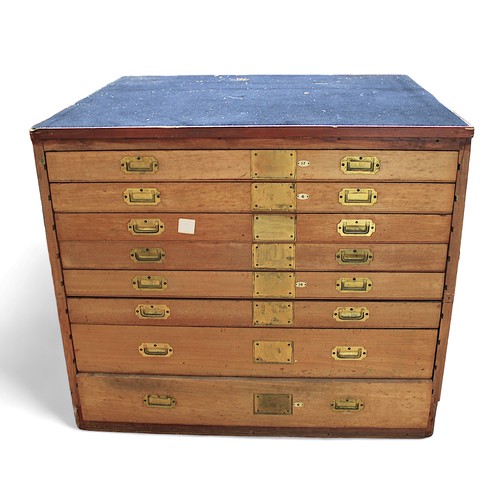 A mahogany map chest comprising eight long graduated drawers, each with ...