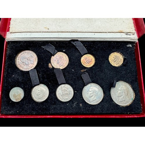 601 - A George VI 1950 Proof Specimen Set of nine coins, Halfcrown-Florin-Shilling x 2, Sixpence, Penny, H... 