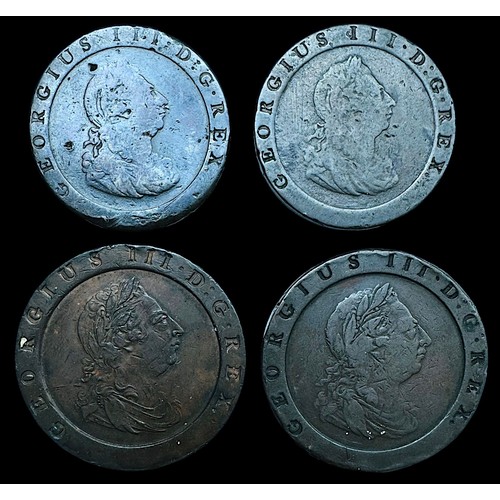 605 - George III Copper coins comprising 1797 Penny, VF, 56.3g, 1797 Penny, F, 56.2g, 2x 1797 Half Pennies... 