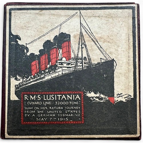 611 - A WW1 period 'British' Lusitania (German) Medal, in original fitted box with accompanying printed pr... 