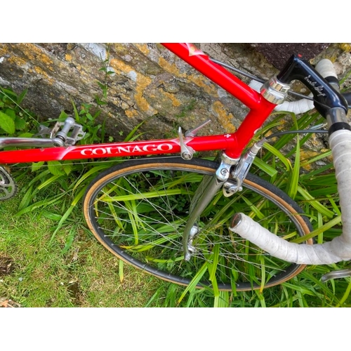 230 - A Colnago road bike in Candy red, 6 speed Campagnolo gears, Delta Brakes and Turbo saddle, with Coln... 