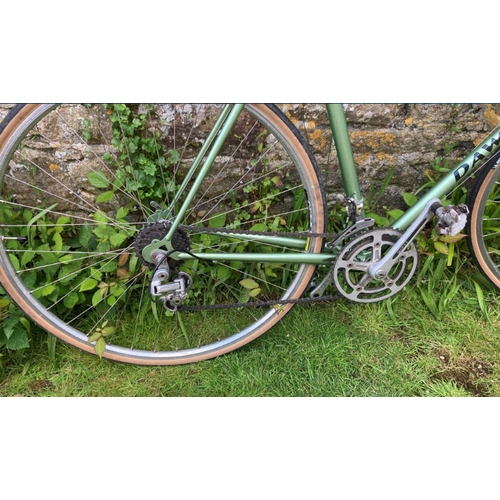 232 - A Dawes road bike in Green metallic (Recently resprayed) with Shimano gears, Dia-compe Brakes, light... 