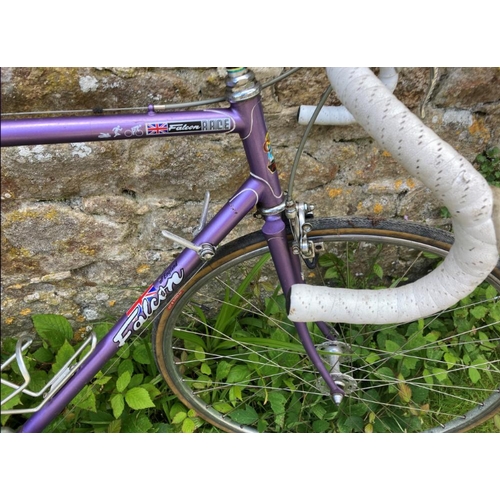 233 - A Falcon race road bike (531 tubing) in soft purple, 6 speed Double chain ring gears, Campag Brakes ... 