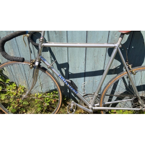 235 - A newly sprayed Cycles Gouye road bike in highlighted silver (888 Vitus frame), 5 speed Double chain... 