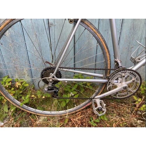 235 - A newly sprayed Cycles Gouye road bike in highlighted silver (888 Vitus frame), 5 speed Double chain... 