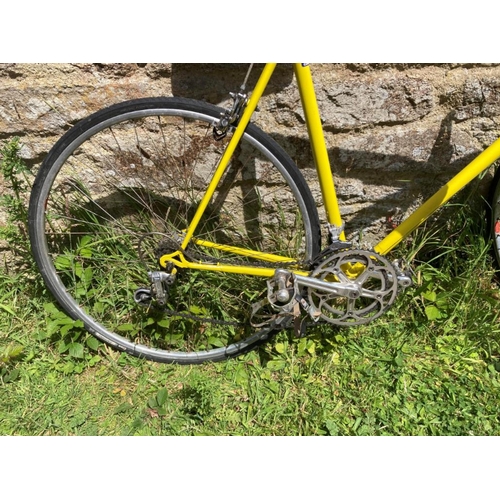 238 - A Columbus frame road bike (Recently sprayed) in Canary Yellow, 6 speed Shimano gears, Shimano 600 B... 