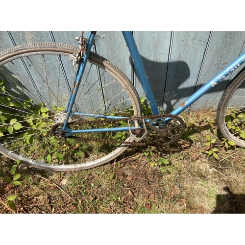 240 - An AS Gillot road bike in Metallic blue, Fixed wheel, Weinmann type 600 Brakes and Brooks Vitesse sa... 