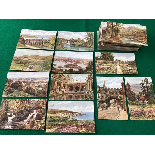 559 - A collection of approximately 117 art cards signed by A.R. Quinton (ARQ) of various scenes around th... 