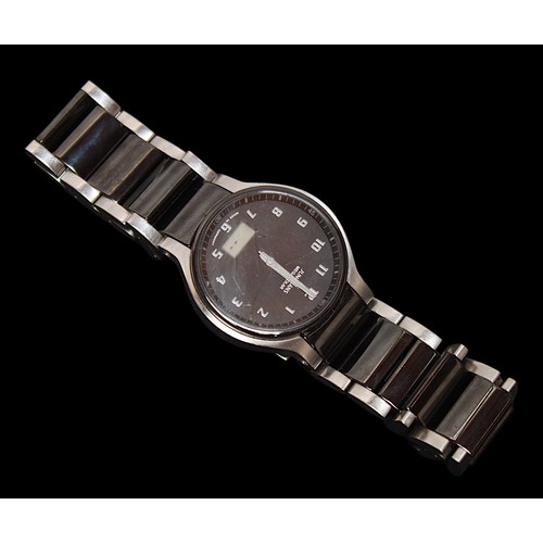 277 - A gents Junghans Mega Solar wristwatch, the black ceramic dial with silvered Arabic numerals denotin... 