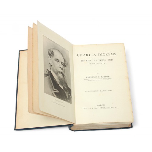 115 - Charles Dickens - The Works, The London Edition, six volumes, blue cloth gilt and quarter leather bo... 