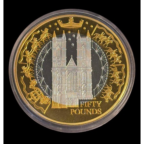 617 - Her Majesty The Queen Golden Jubilee 1952-2002 Alderney £50 Silver One Kilo large coin, proof struck... 