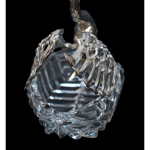 36 - A continental cut glass silver mounted swan salt, with import marks 'ELd', London 1972, the cut glas... 