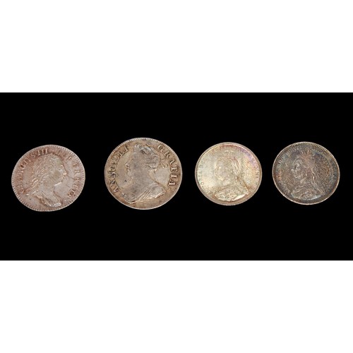 657 - GB various Maundy: Queen Anne 4d 1713 aVF, George III 3d 1762 aEF with some original lustre, 2x vari... 