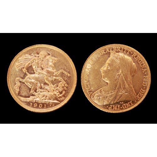 648 - An 1901 Gold Sovereign, Queen Victoria Old Head, G&D Back, Perth Mint Mark, 8.00g.