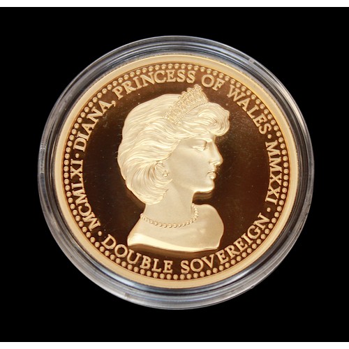 865 - A Hattons of London 22ct gold, 2021 Diana 60th Birthday gold proof double Sovereign, gross weight ap... 