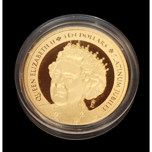 863 - A Reserve Bank of New Zealand Queen Elizabeth II 2022 Platinum Jubilee 1/4 Oz .999 grade gold proof ... 