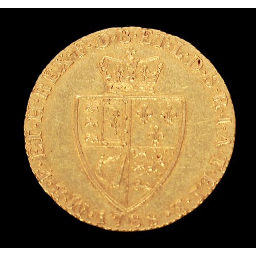 879 - A George III 22ct gold Spade Guinea, 1788, Obv. Bust Geo.III fifth Laureate head, Rev. Crowned Spade... 