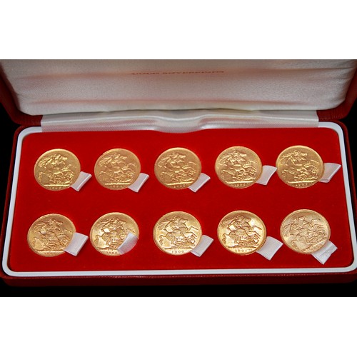 693 - A Collection of Ten Gold Sovereigns, nine with ascending consecutive dates, with mostly Australian M... 