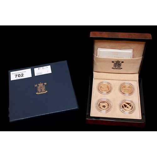 702 - The Royal Mint Gold Proof One Pound Coin Collection of Four, comprising 2004 Forth Rail Bridge by Ed... 