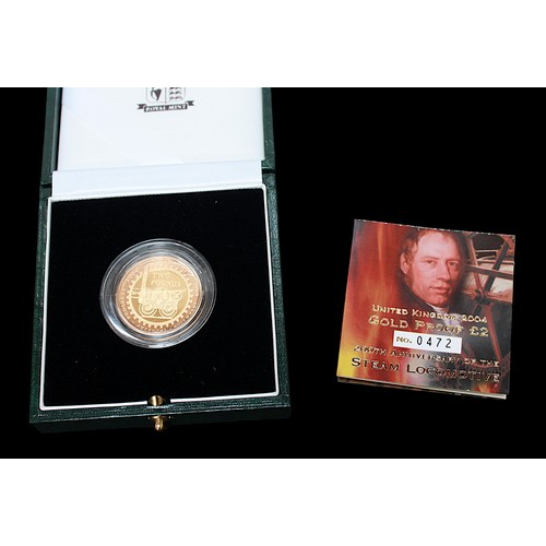 687 - The 2004 United Kingdom Gold Proof Two Pounds, Celebrating 200th Anniversary of The Steam Locomotive... 