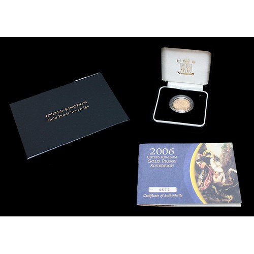 686 - The 2006 United Kingdom Gold Proof Sovereign, Fourth Portrait after Ian Rank-Broadley, rev. George &... 