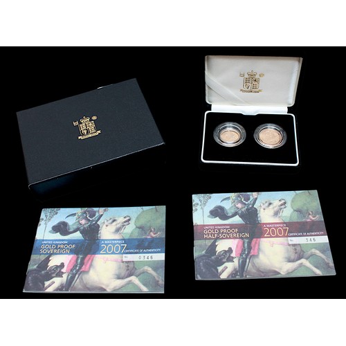 685 - The 2007 United Kingdom Gold Proof Sovereign and Half-Sovereign, Limited 346/10,000, Fourth Portrait... 