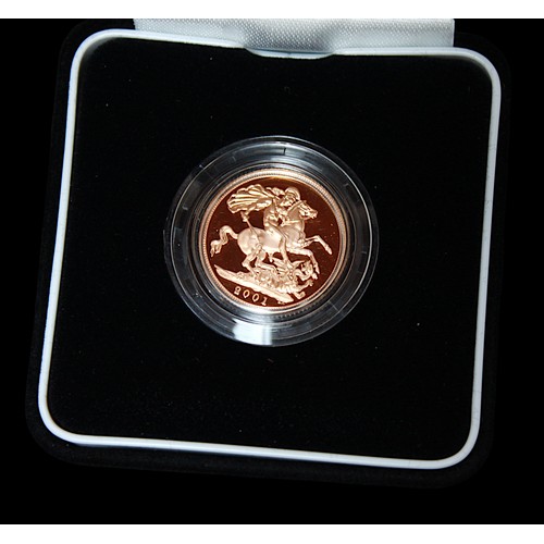 684 - The 2001 United Kingdom Gold Proof Sovereign, Fourth Portrait after Ian Rank-Broadley, rev. George &... 