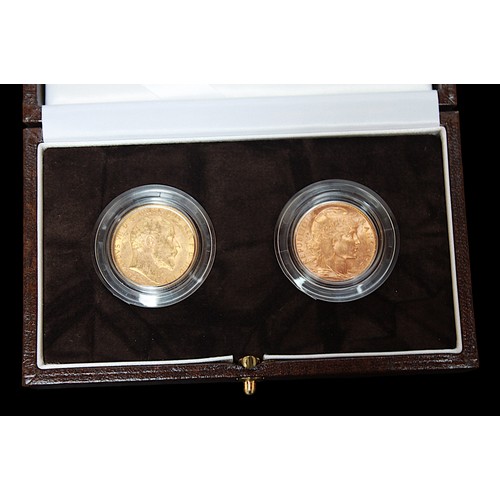 688 - The 100th Anniversary of the Entente Cordiale two gold coin set, comprising a 1904 Edward VII gold s... 