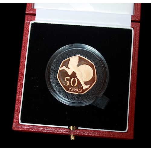 690 - The 2004 United Kingdom Gold Proof 50p Coin Celebrating 50th Anniversary of the Four-Minute Mile, is... 