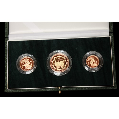 717 - The 2004 United Kingdom Gold Proof Three Coin Sovereign Set, comprising £2, 15.97gms, 22ct yellow go... 