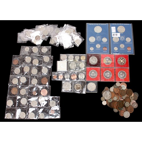 613 - A collection of GB pre-decimal and decimal coins from farthing-50p, many high grade, together with v... 