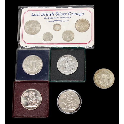 623 - GB George VI: Two various 1937 Coronation Crowns, Three various 1951 Crowns (two in Festival of Brit... 