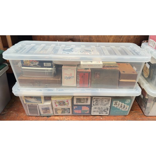 295 - An extensive collection of assorted playing cards across nine plastic boxes, including ‘Bell’s’ play... 