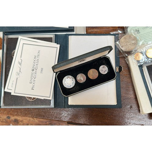 877 - A collection of assorted Royal Mint proof coin sets including 1988, 1989, 1991, 1992 and 1993 etc. t... 