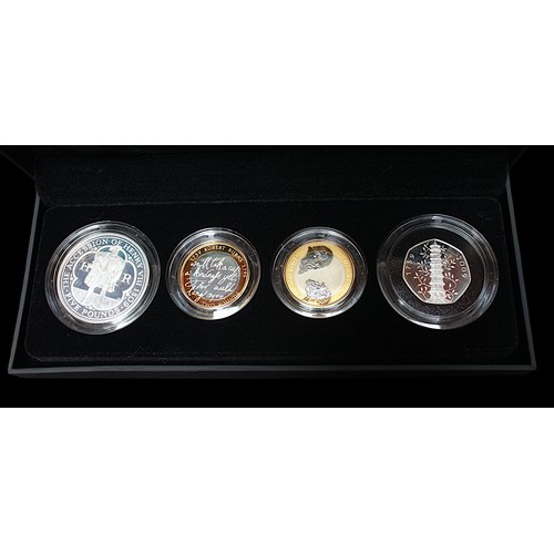 727 - The Royal Mint 2009 UK Silver Piedfort Four Coin Collection, of Kew Gardens 50p, Henry VIII £5, bi-c... 