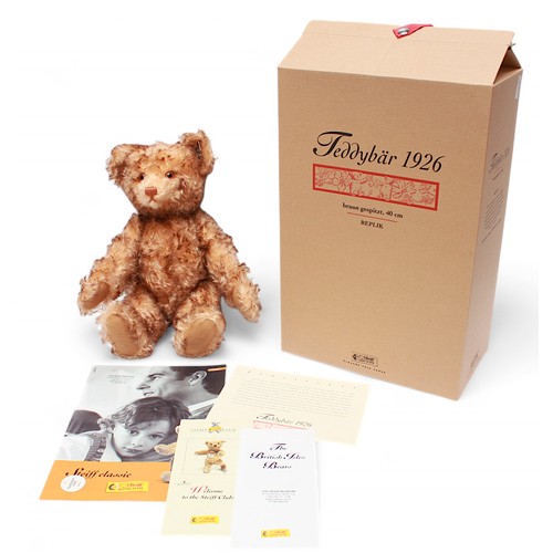 500 - A limited edition mohair Steiff bear named Happy. The replica '1926 Happy Anniversary' bear is joint... 