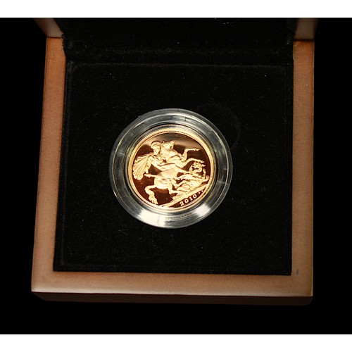 756 - A Royal Mint ERII 2010 22ct gold proof struck Sovereign, IRB portrait, gross weight approximately 7.... 