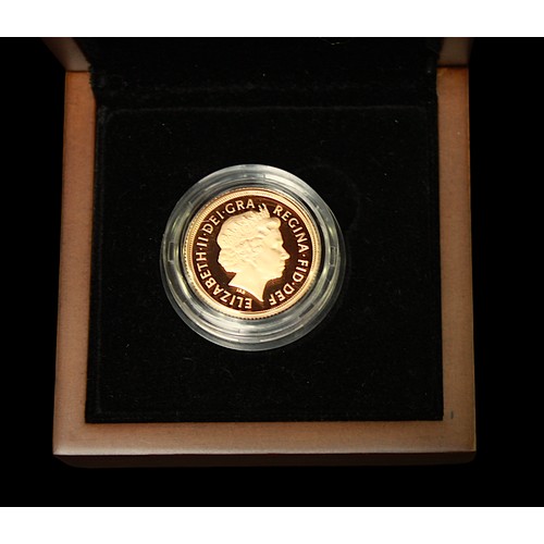 756 - A Royal Mint ERII 2010 22ct gold proof struck Sovereign, IRB portrait, gross weight approximately 7.... 