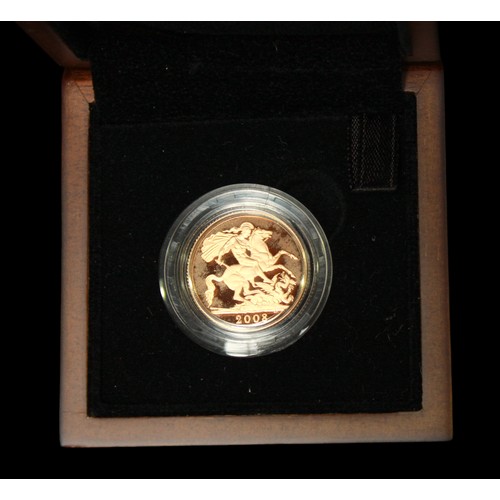 749 - A Royal Mint ERII 2008 22ct gold proof struck Sovereign, IRB portrait, gross weight approximately 7.... 