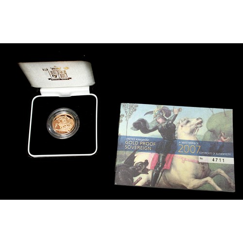 757 - A Royal Mint ERII 2007 22ct gold proof struck Sovereign, IRB portrait, gross weight approximately 7.... 