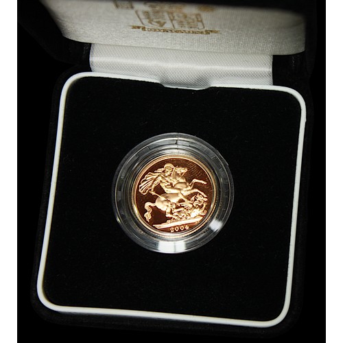 755 - A Royal Mint ERII 2004 22ct gold proof struck Sovereign, IRB portrait, gross weight approximately 7.... 