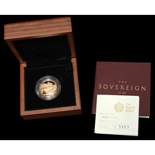 760 - A Royal Mint ERII 2009 22ct gold proof struck Sovereign, IRB portrait, gross weight approximately 7.... 